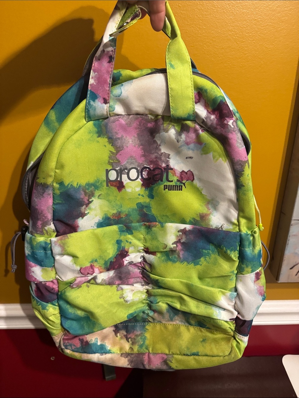 Puma Procat Lime Green Multicolor Tie-Dye Backpack